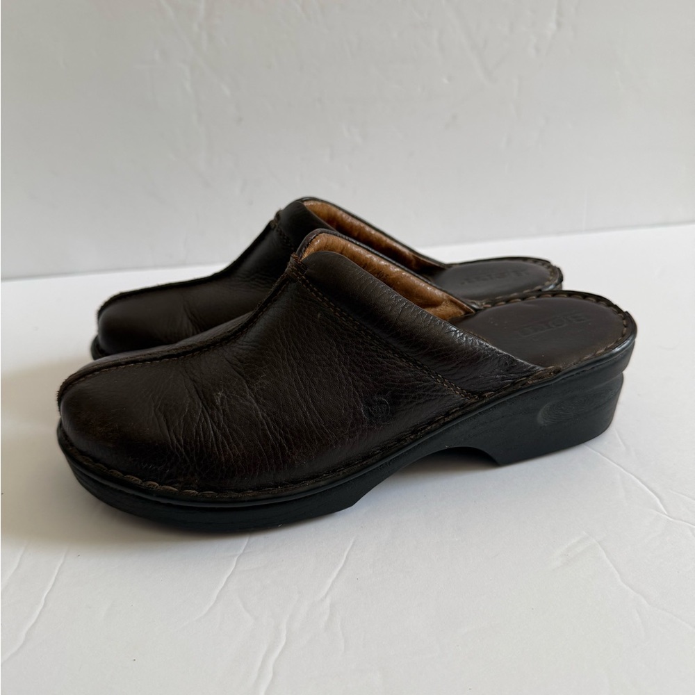 Born Women’s Black Leather Slip-On Clog Mules